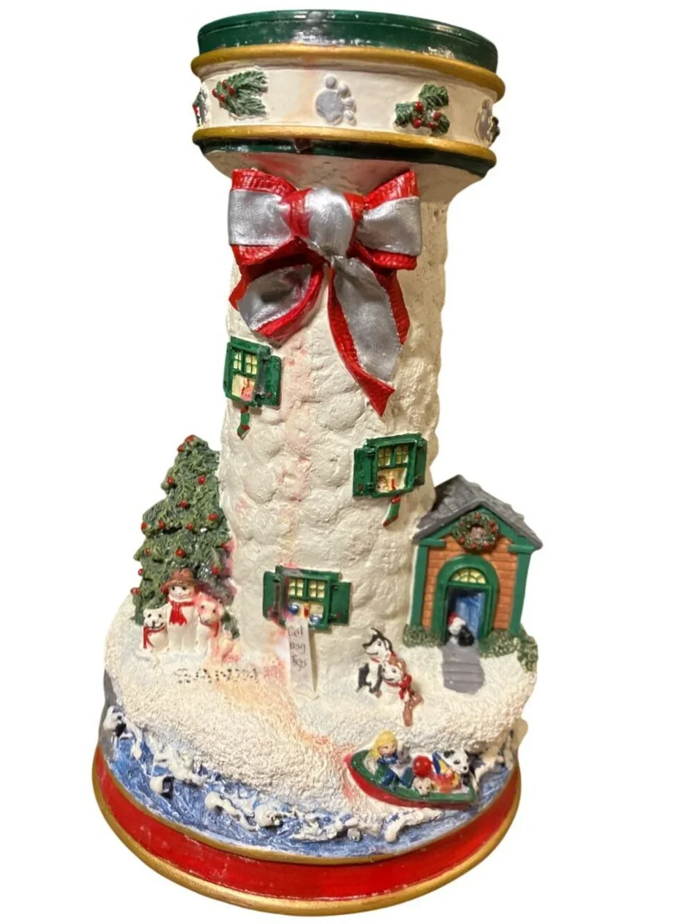 Danbury Mint Lighthouses of Christmas Candle Sticks Holder Figurines